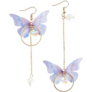 ** BRAND NEW ** BEAUTIFUL ASYMMETRIC BUTTERFLY DROP EARRINGS